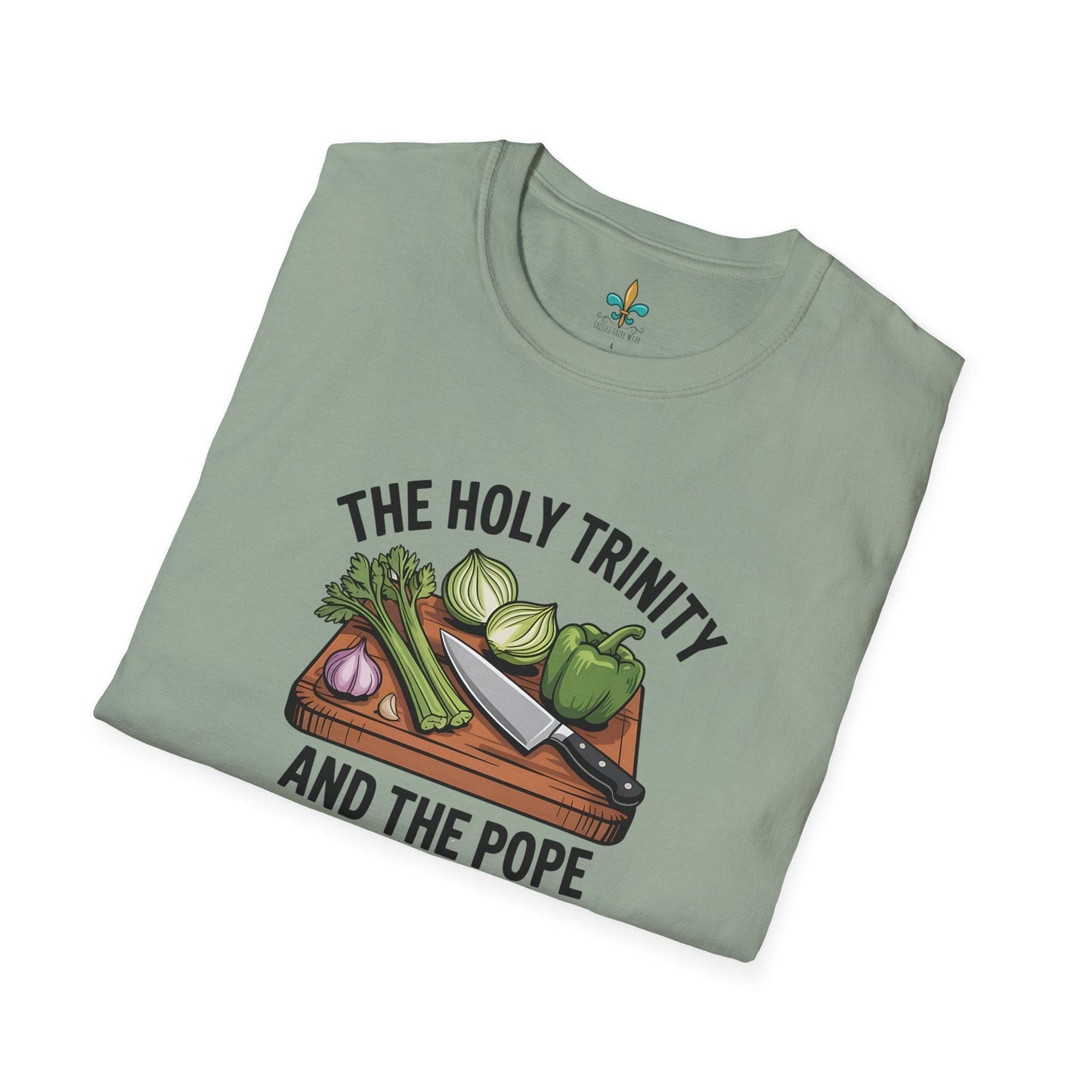 Louisiana "The Holy Trinity & The Pope" Cajun Cooking T-Shirt by Laissez Faire Wear