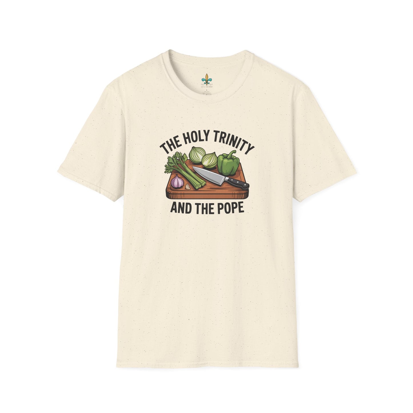 Natural / S Louisiana "The Holy Trinity & The Pope" Cajun Cooking T-Shirt by Laissez Faire Wear