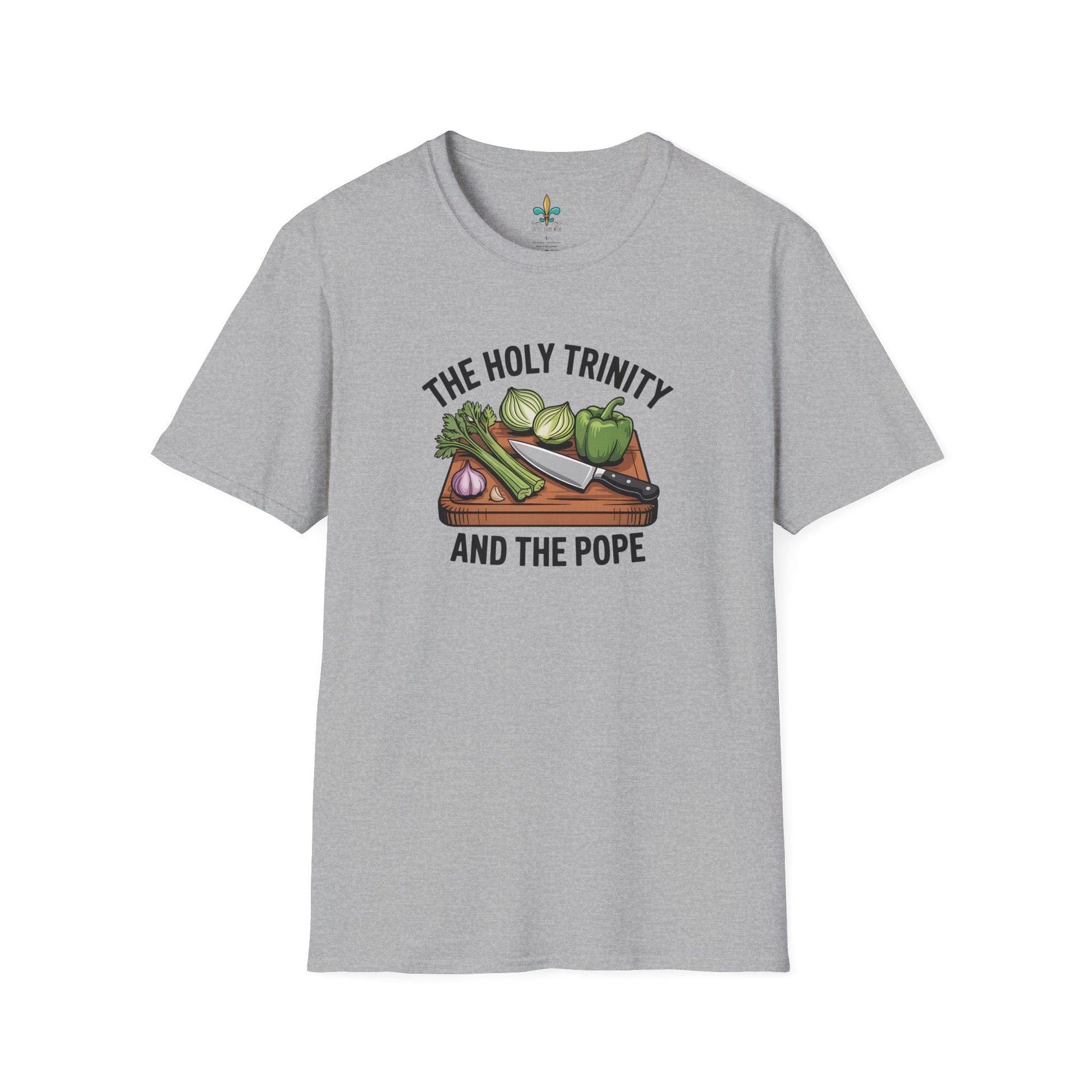 Sport Grey / S Louisiana "The Holy Trinity & The Pope" Cajun Cooking T-Shirt by Laissez Faire Wear