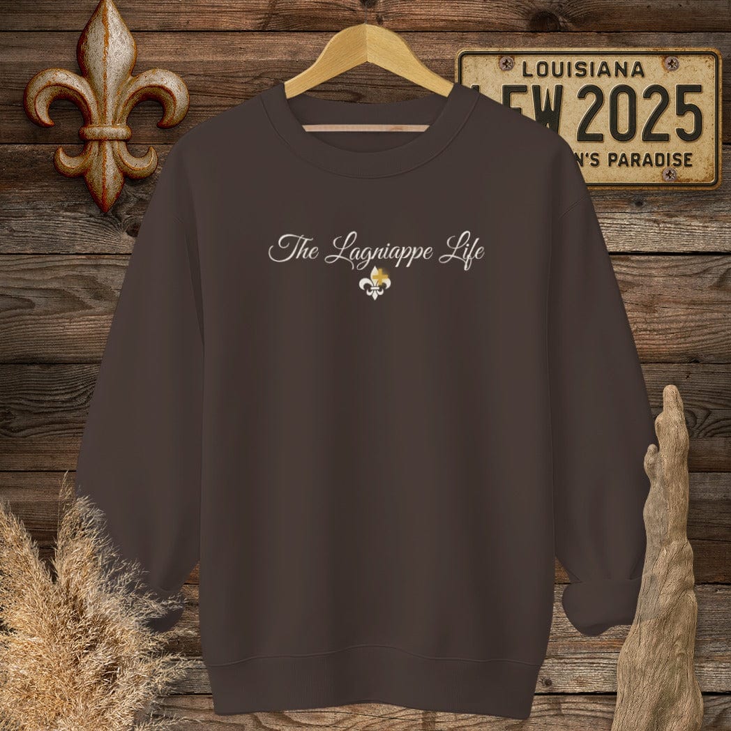 S / Dark Chocolate Louisiana The Lagniappe Life Sweatshirt by Laissez Faire Wear