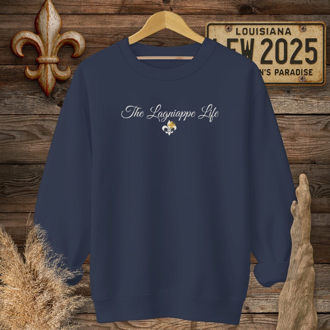 S / Navy Louisiana The Lagniappe Life Sweatshirt by Laissez Faire Wear