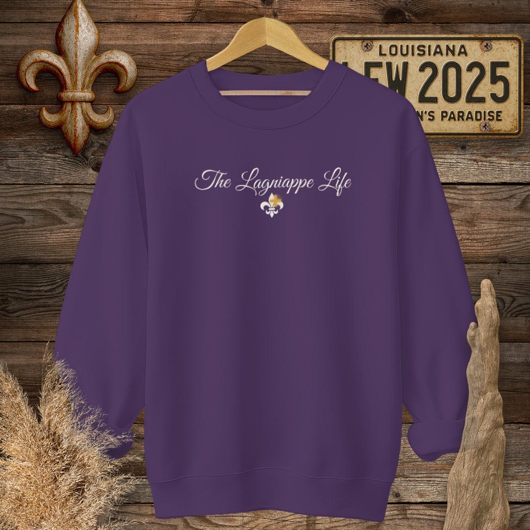 S / Purple Louisiana The Lagniappe Life Sweatshirt by Laissez Faire Wear
