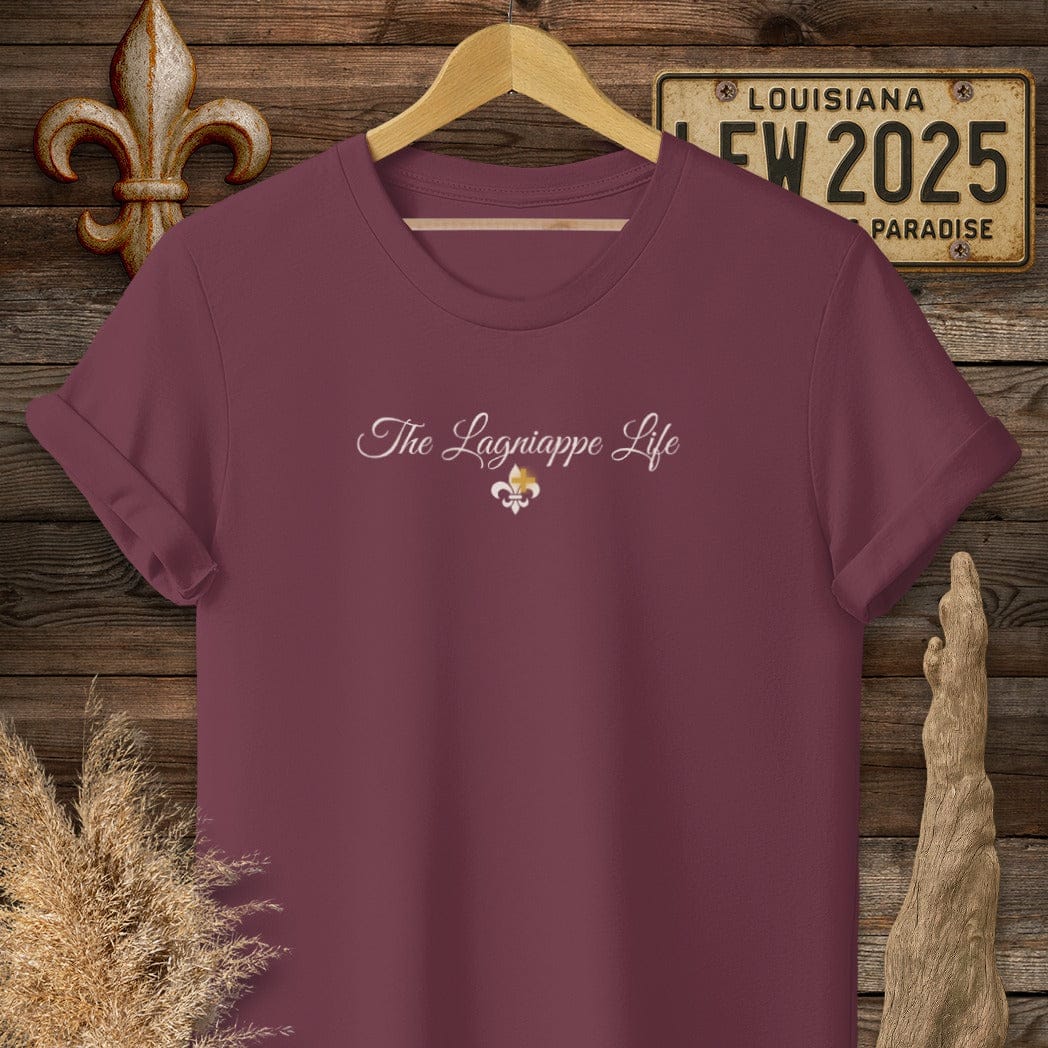 S / Maroon Louisiana The Lagniappe Life T-Shirt by Laissez Faire Wear