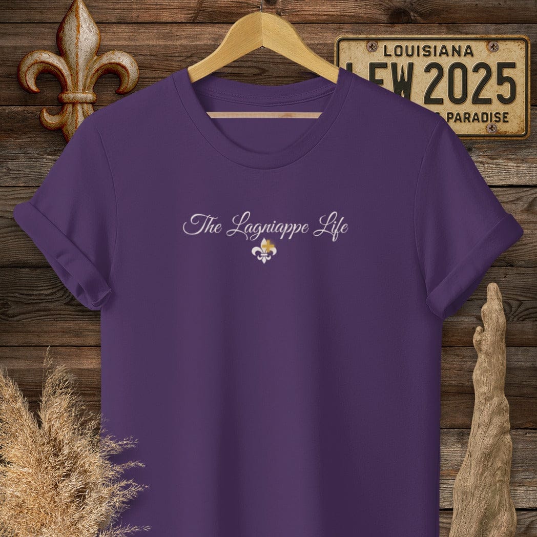 S / Purple Louisiana The Lagniappe Life T-Shirt by Laissez Faire Wear
