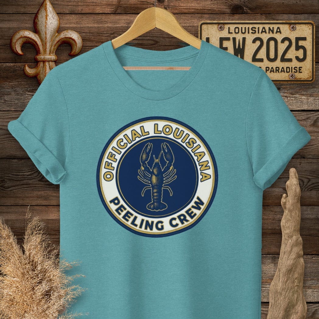 S / Heather Galapagos Blue Louisiana The Peeling Crew T-Shirt by Laissez Faire Wear