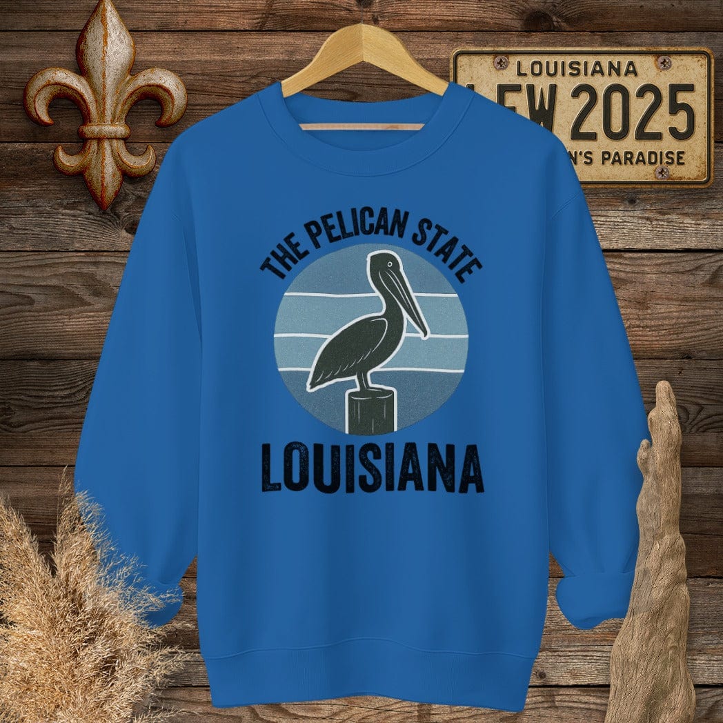 S / Royal Louisiana The Pelican State Retro Sweatshirt by Laissez Faire Wear