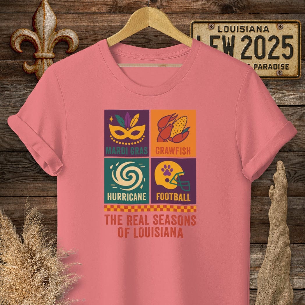 S / Coral Silk Louisiana The Real Seasons of Louisiana T-Shirt by Laissez Faire Wear