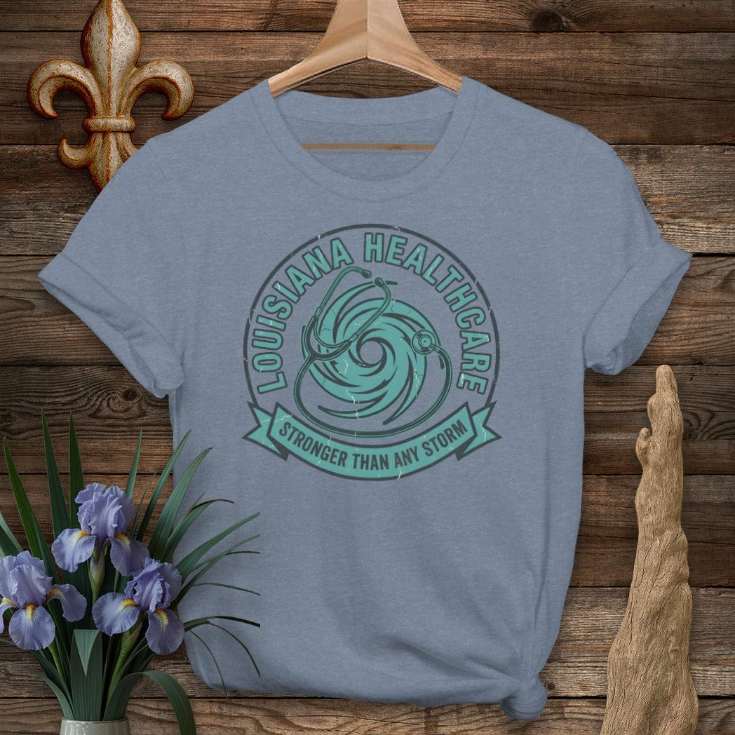 S / Heather Indigo Louisiana The Resilient Healer T-Shirt by Laissez Faire Wear