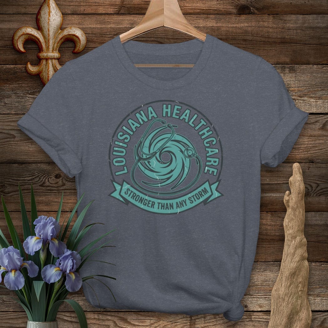 S / Heather Navy Louisiana The Resilient Healer T-Shirt by Laissez Faire Wear