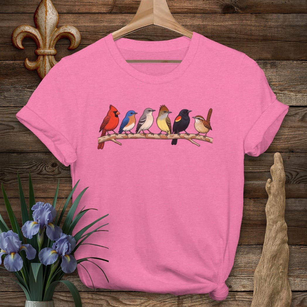S / Heather Heliconia Louisiana The Yard Birds T-Shirt by Laissez Faire Wear
