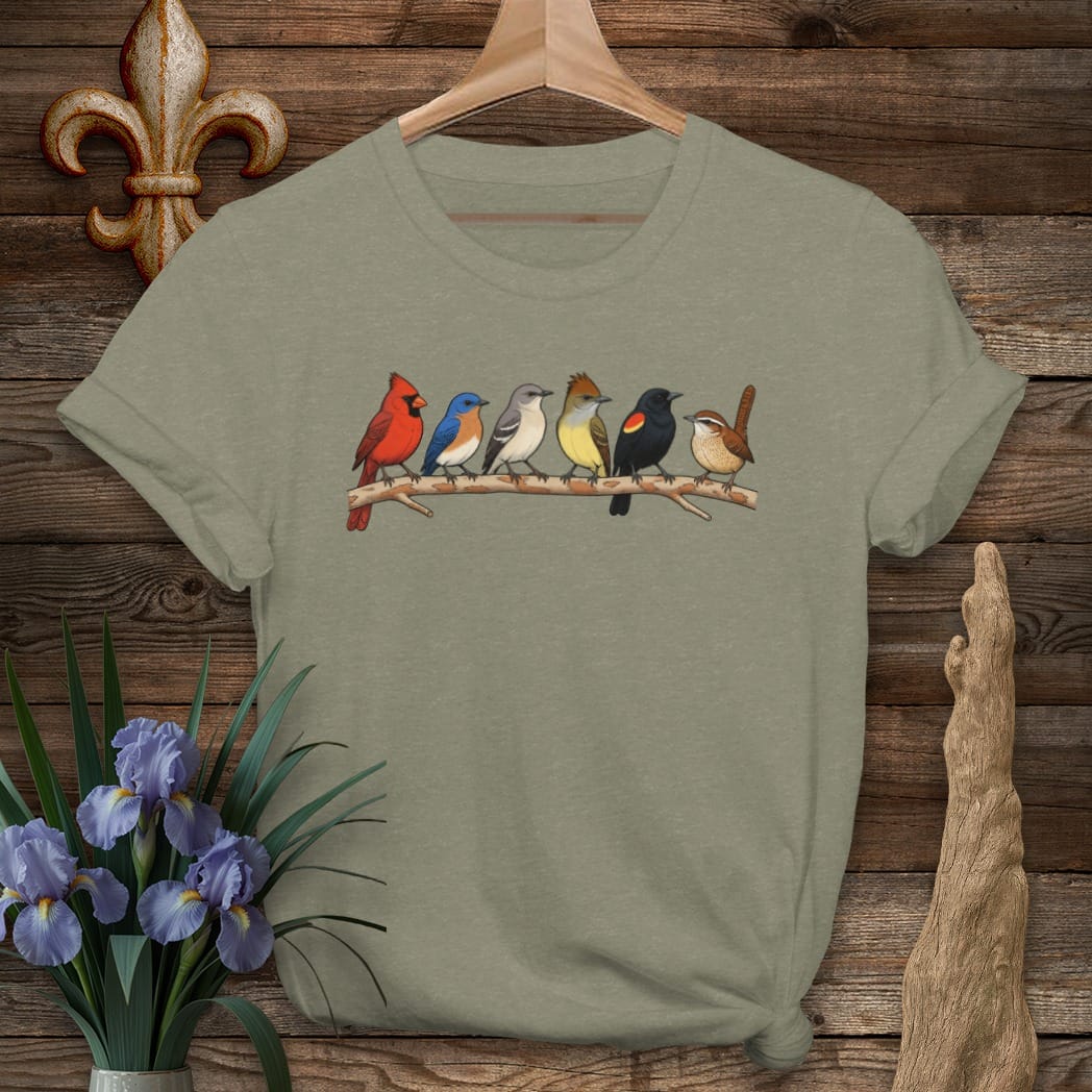 S / Heather Military Green Louisiana The Yard Birds T-Shirt by Laissez Faire Wear