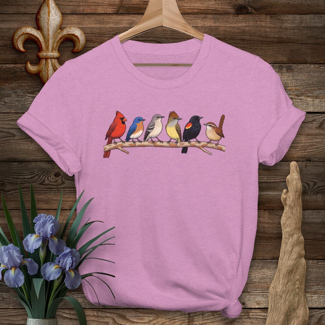 S / Heather Radiant Orchid Louisiana The Yard Birds T-Shirt by Laissez Faire Wear