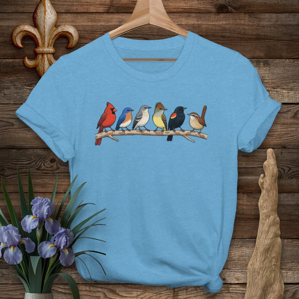 S / Heather Sapphire Louisiana The Yard Birds T-Shirt by Laissez Faire Wear