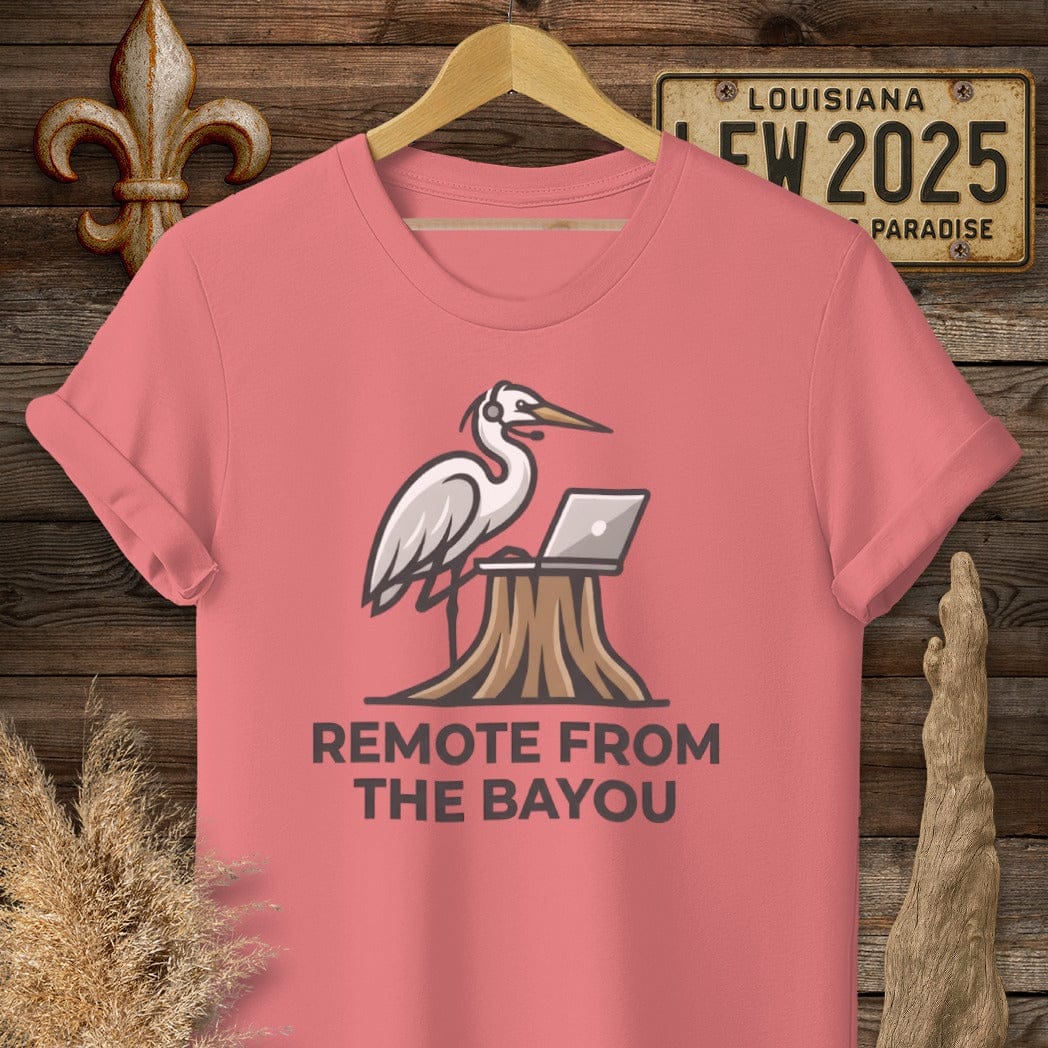 S / Coral Silk Louisiana The Zoomin' Egret T-Shirt by Laissez Faire Wear