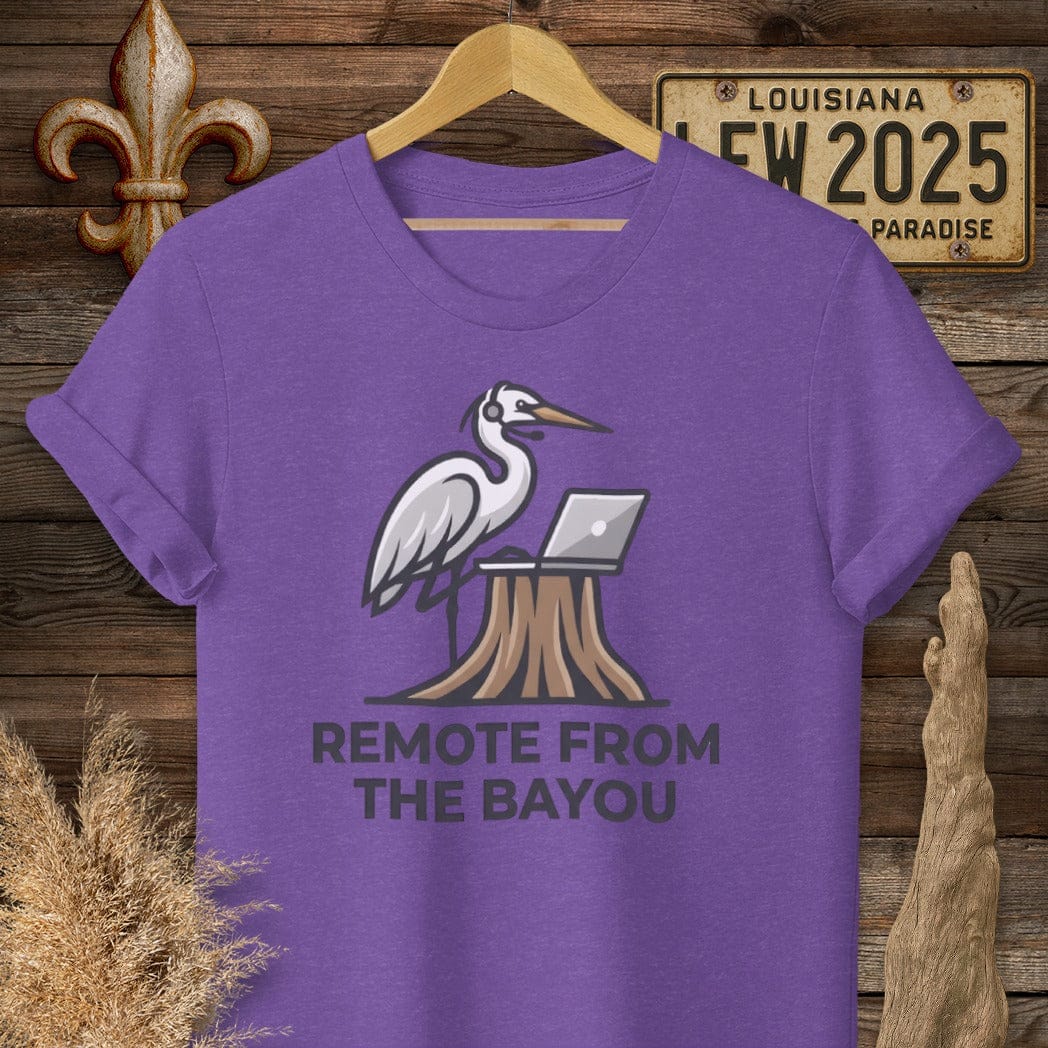 S / Heather Purple Louisiana The Zoomin' Egret T-Shirt by Laissez Faire Wear