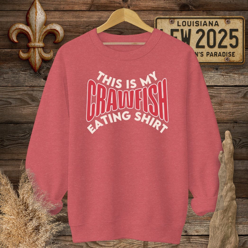 S / Heather Scarlet Red Louisiana This is My Crawfish Eating Shirt Funny Sweatshirt by Laissez Faire Wear