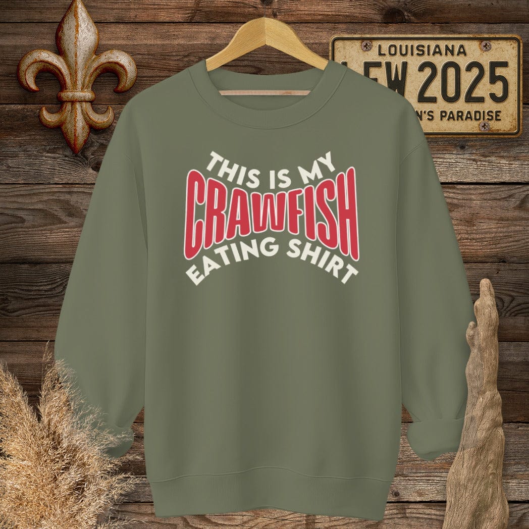 S / Military Green Louisiana This is My Crawfish Eating Shirt Funny Sweatshirt by Laissez Faire Wear