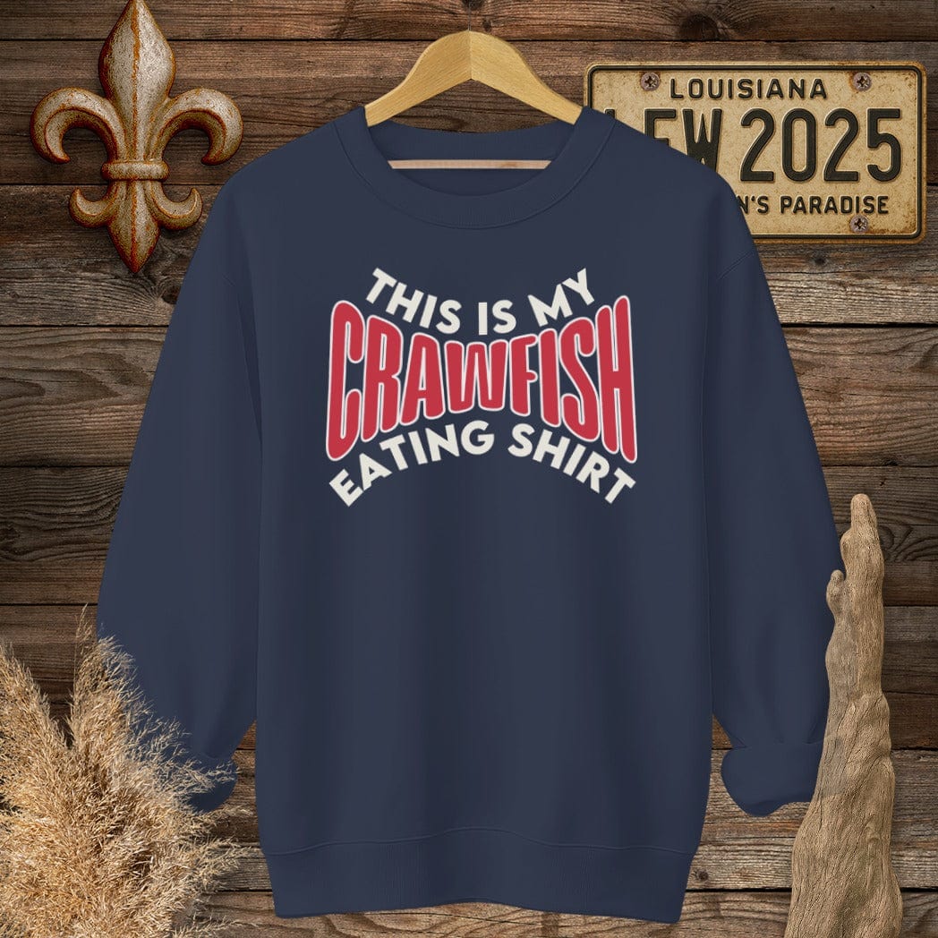 S / Navy Louisiana This is My Crawfish Eating Shirt Funny Sweatshirt by Laissez Faire Wear