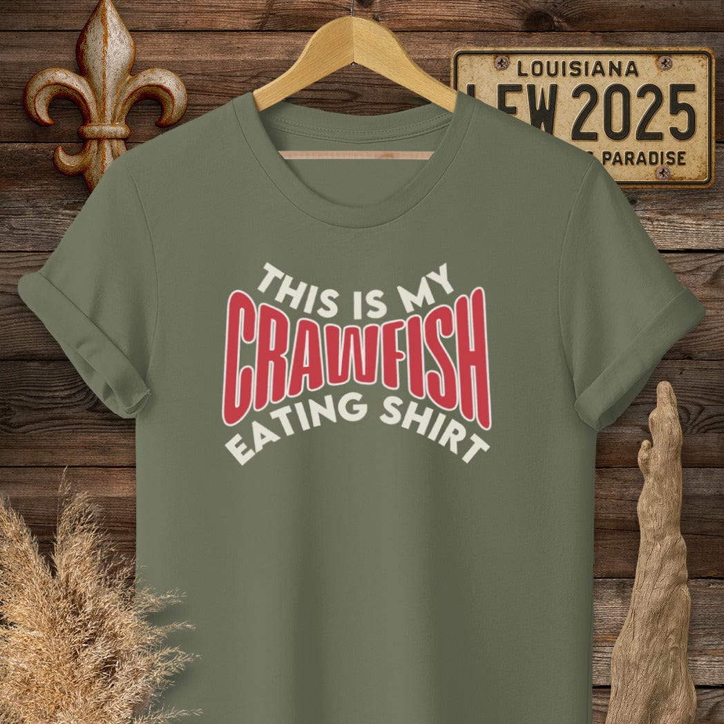 S / Military Green Louisiana This is My Crawfish Eating Shirt Funny T-Shirt by Laissez Faire Wear