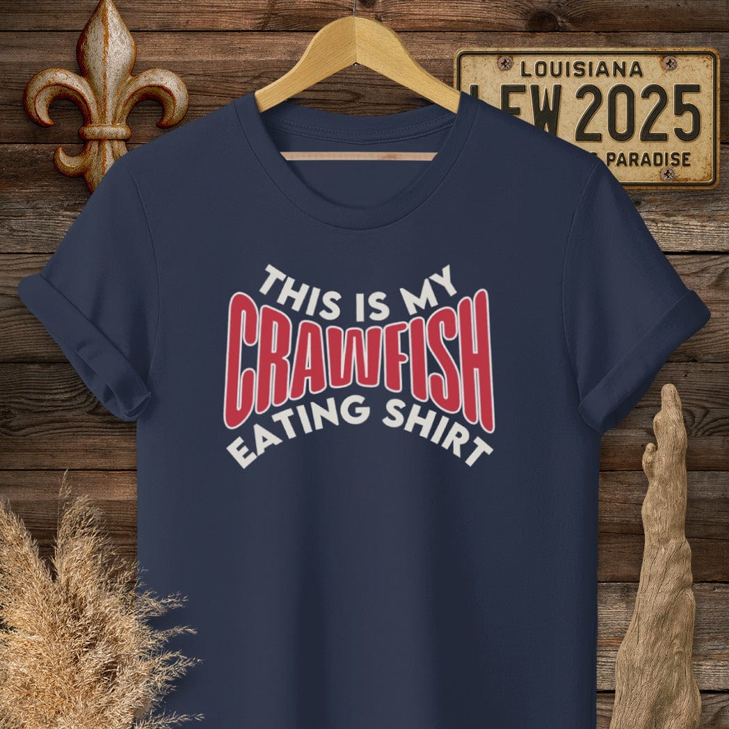S / Navy Louisiana This is My Crawfish Eating Shirt Funny T-Shirt by Laissez Faire Wear