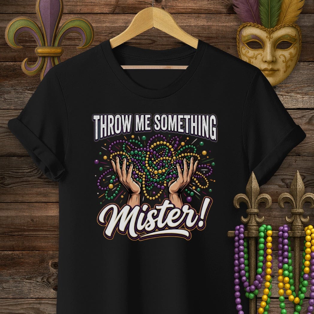 S / Black Louisiana Throw Me Something T-Shirt by Laissez Faire Wear