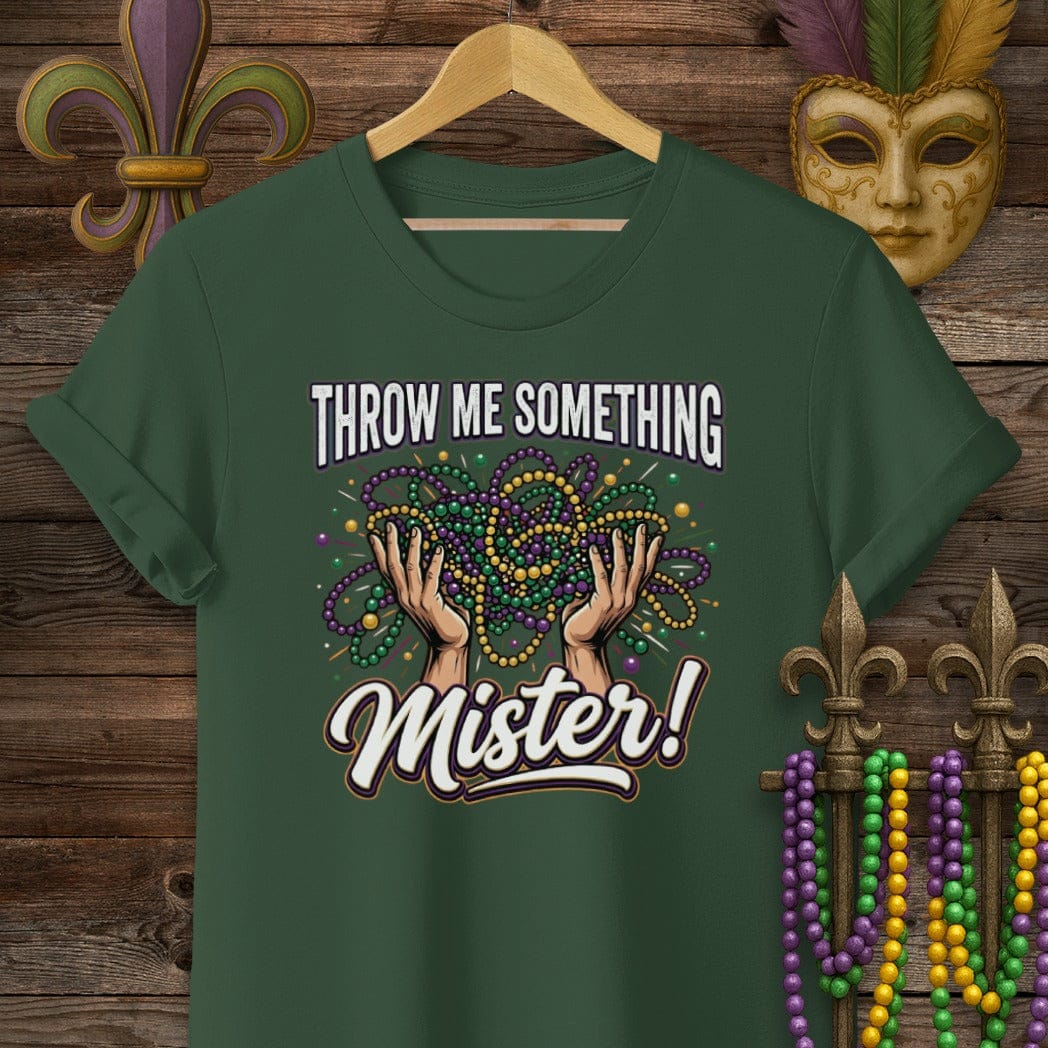 S / Forest Green Louisiana Throw Me Something T-Shirt by Laissez Faire Wear