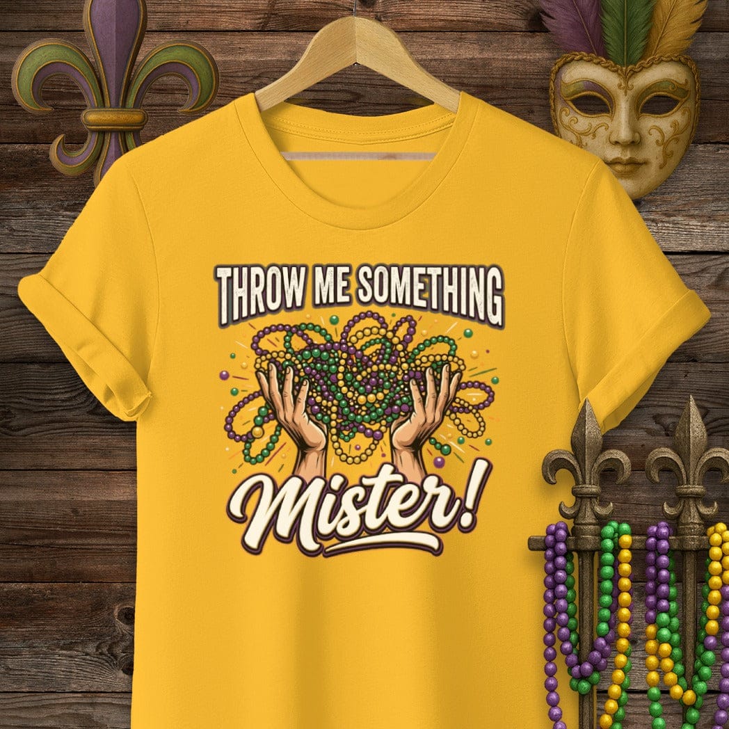 S / Gold Louisiana Throw Me Something T-Shirt by Laissez Faire Wear