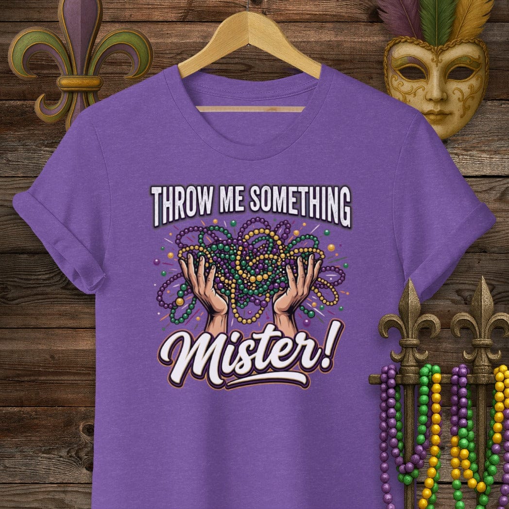 S / Heather Purple Louisiana Throw Me Something T-Shirt by Laissez Faire Wear