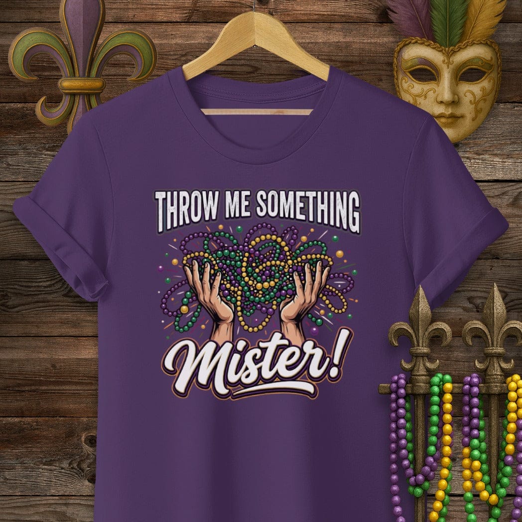 S / Purple Louisiana Throw Me Something T-Shirt by Laissez Faire Wear