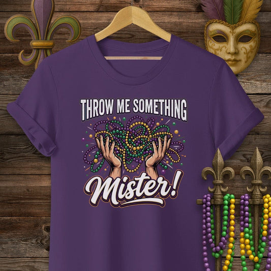 S / Purple Louisiana Throw Me Something T-Shirt by Laissez Faire Wear