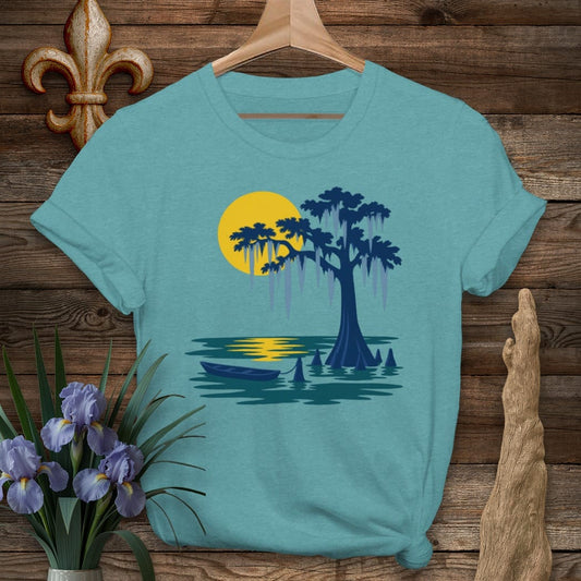 S / Heather Galapagos Blue Louisiana Tied Up T-Shirt by Laissez Faire Wear
