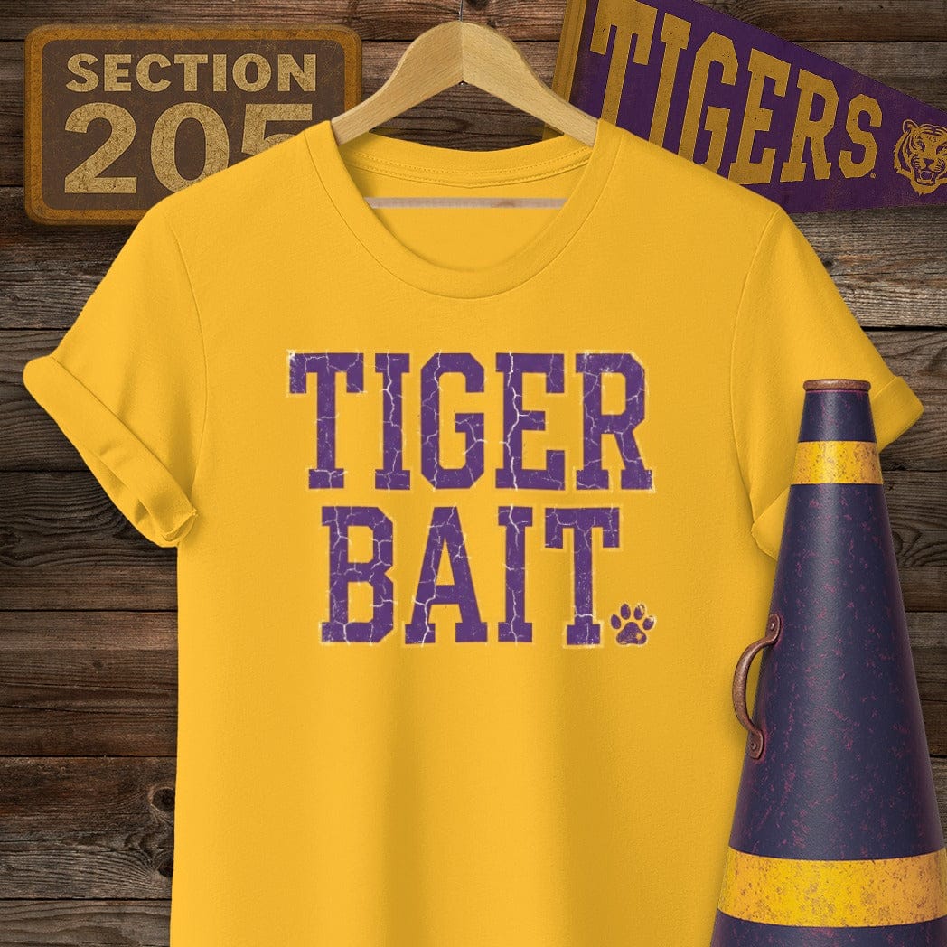 S / Gold Louisiana Tiger Bait T-Shirt by Laissez Faire Wear