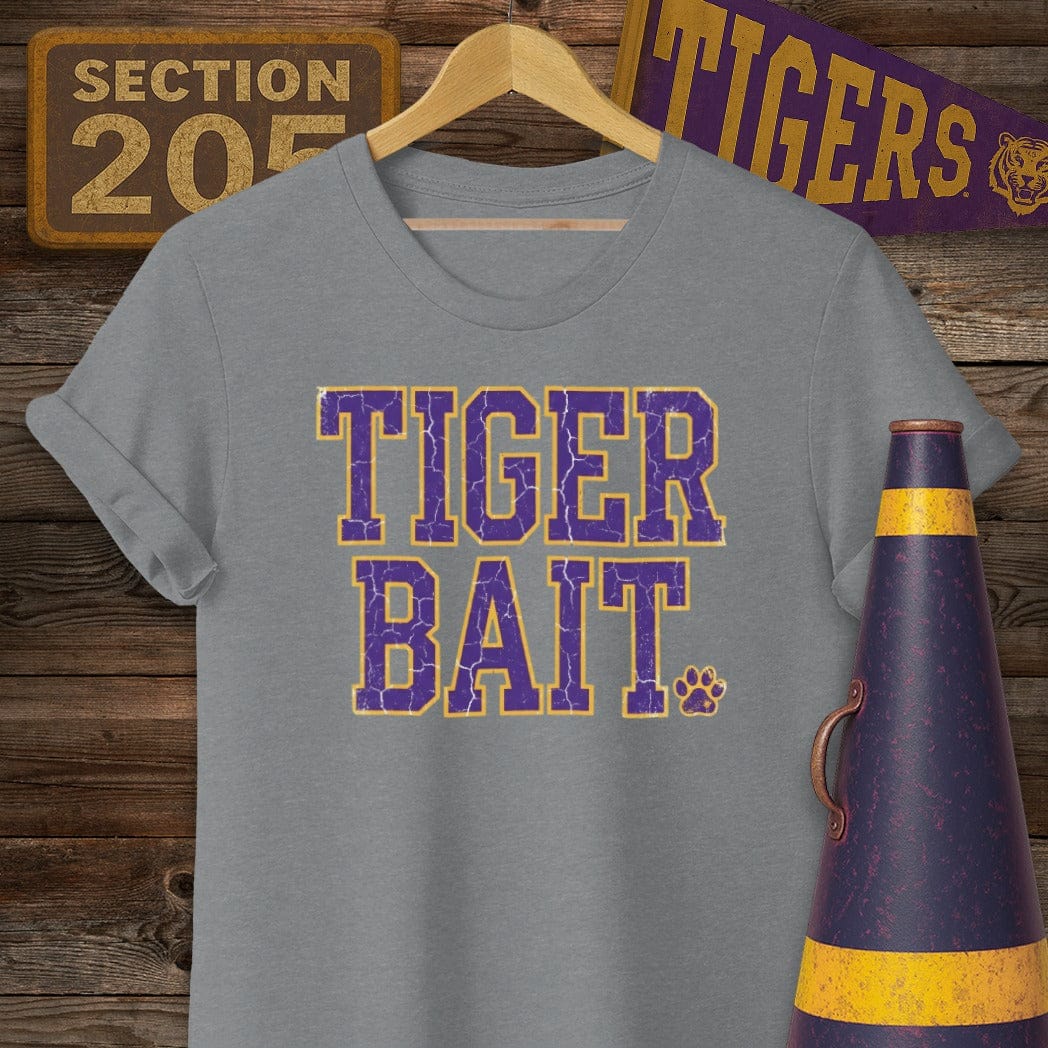 S / Graphite Heather Louisiana Tiger Bait T-Shirt by Laissez Faire Wear