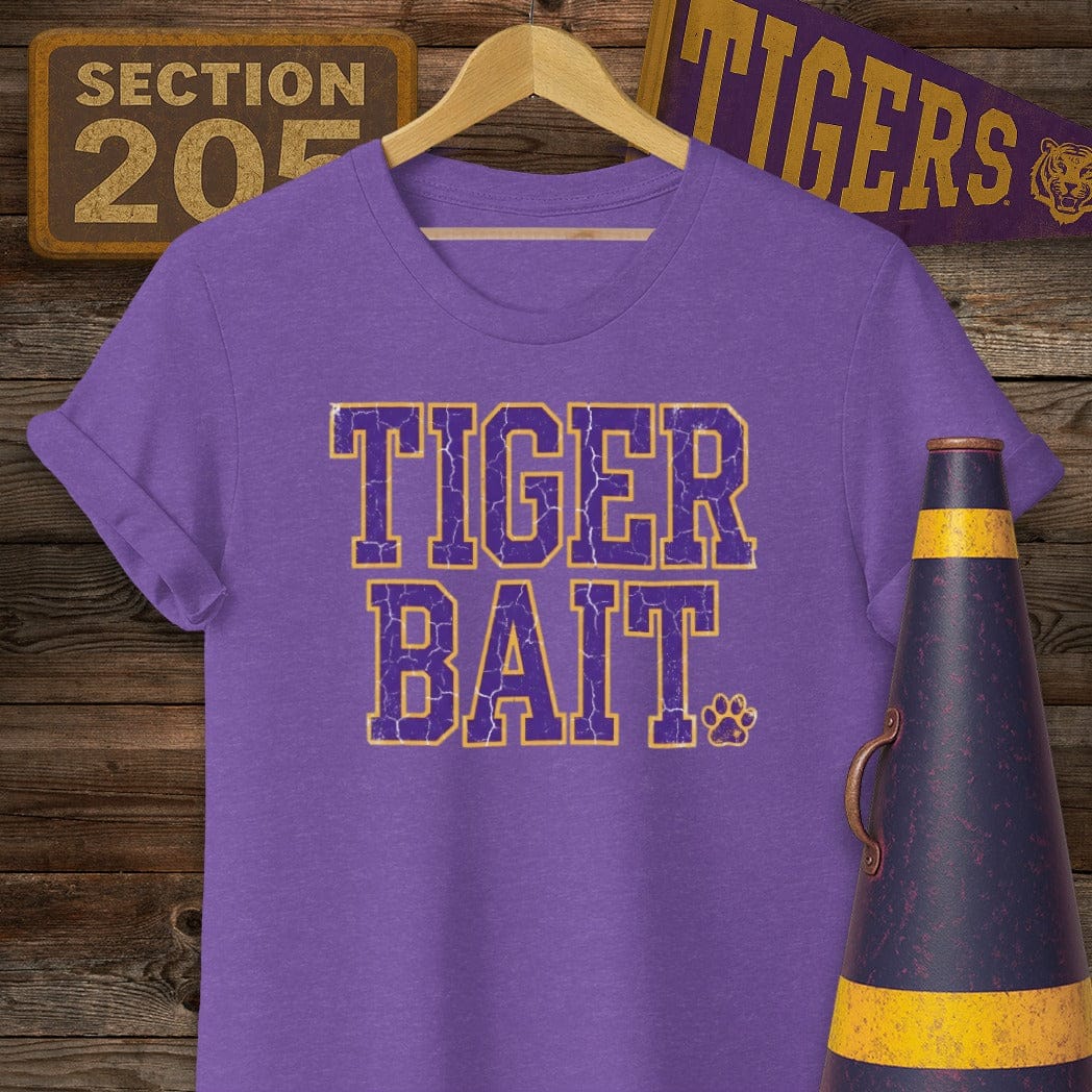 S / Heather Purple Louisiana Tiger Bait T-Shirt by Laissez Faire Wear