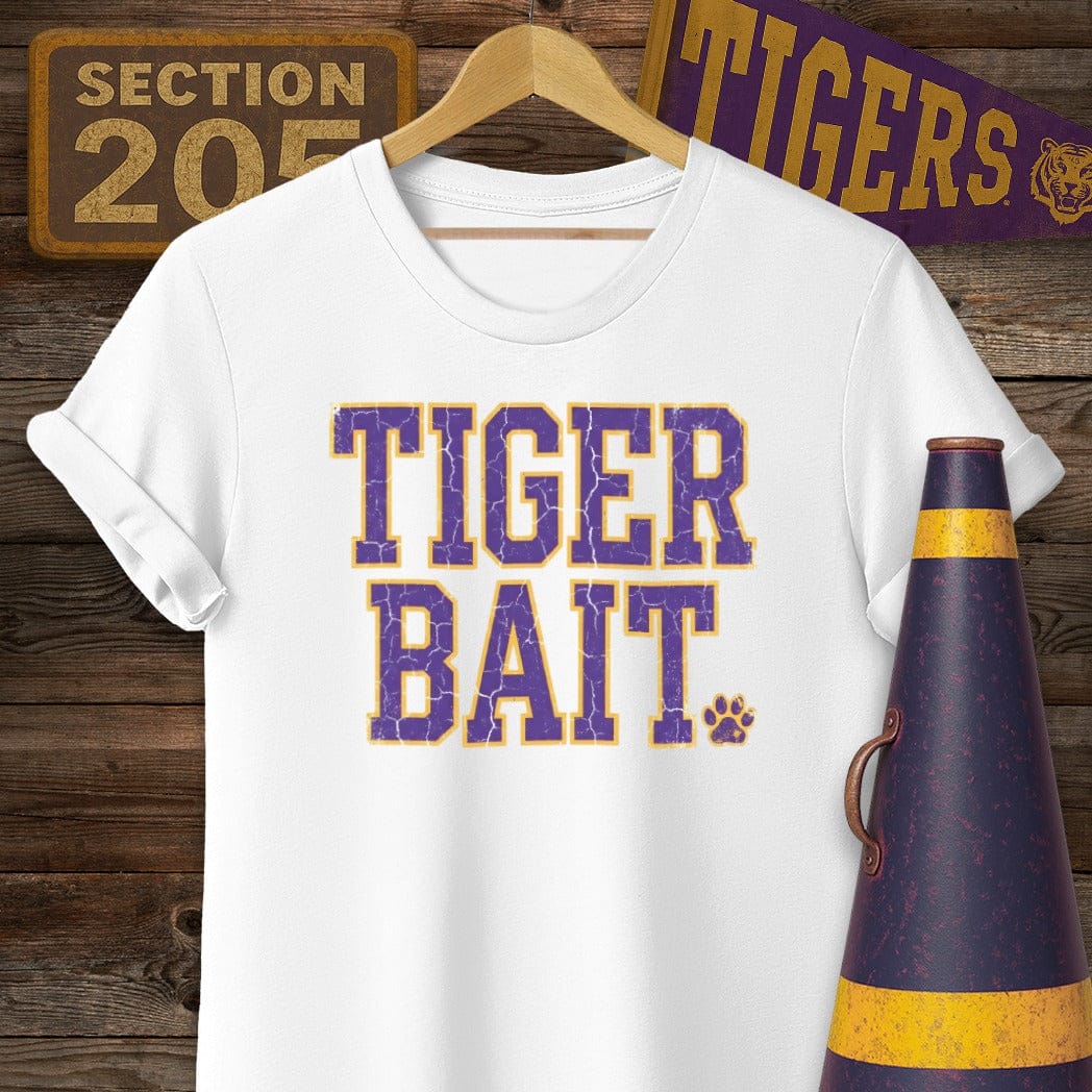 S / White Louisiana Tiger Bait T-Shirt by Laissez Faire Wear