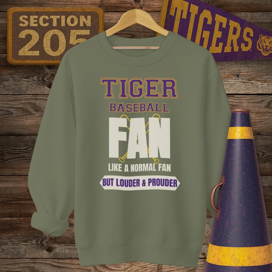 S / Military Green Louisiana Tiger Baseball Fan Sweatshirt by Laissez Faire Wear