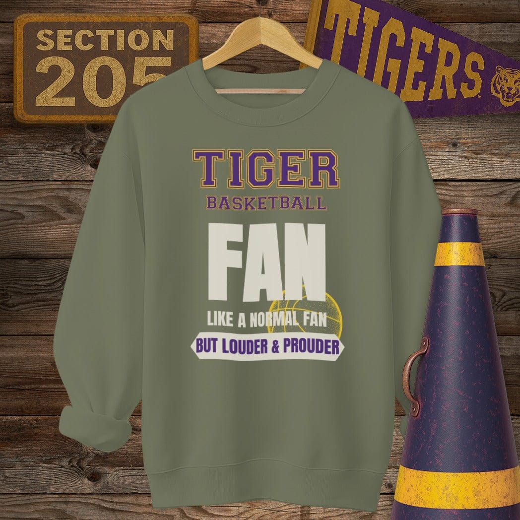 S / Military Green Louisiana Tiger Basketball Fan Sweatshirt by Laissez Faire Wear