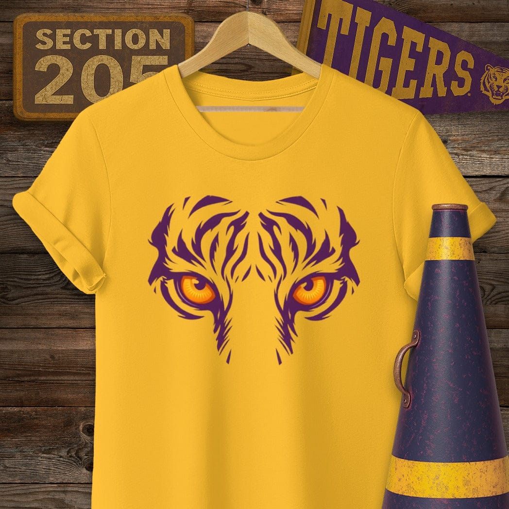 S / Gold Louisiana Tiger Eyes T-Shirt by Laissez Faire Wear