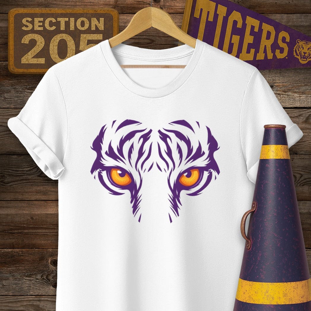 S / White Louisiana Tiger Eyes T-Shirt by Laissez Faire Wear