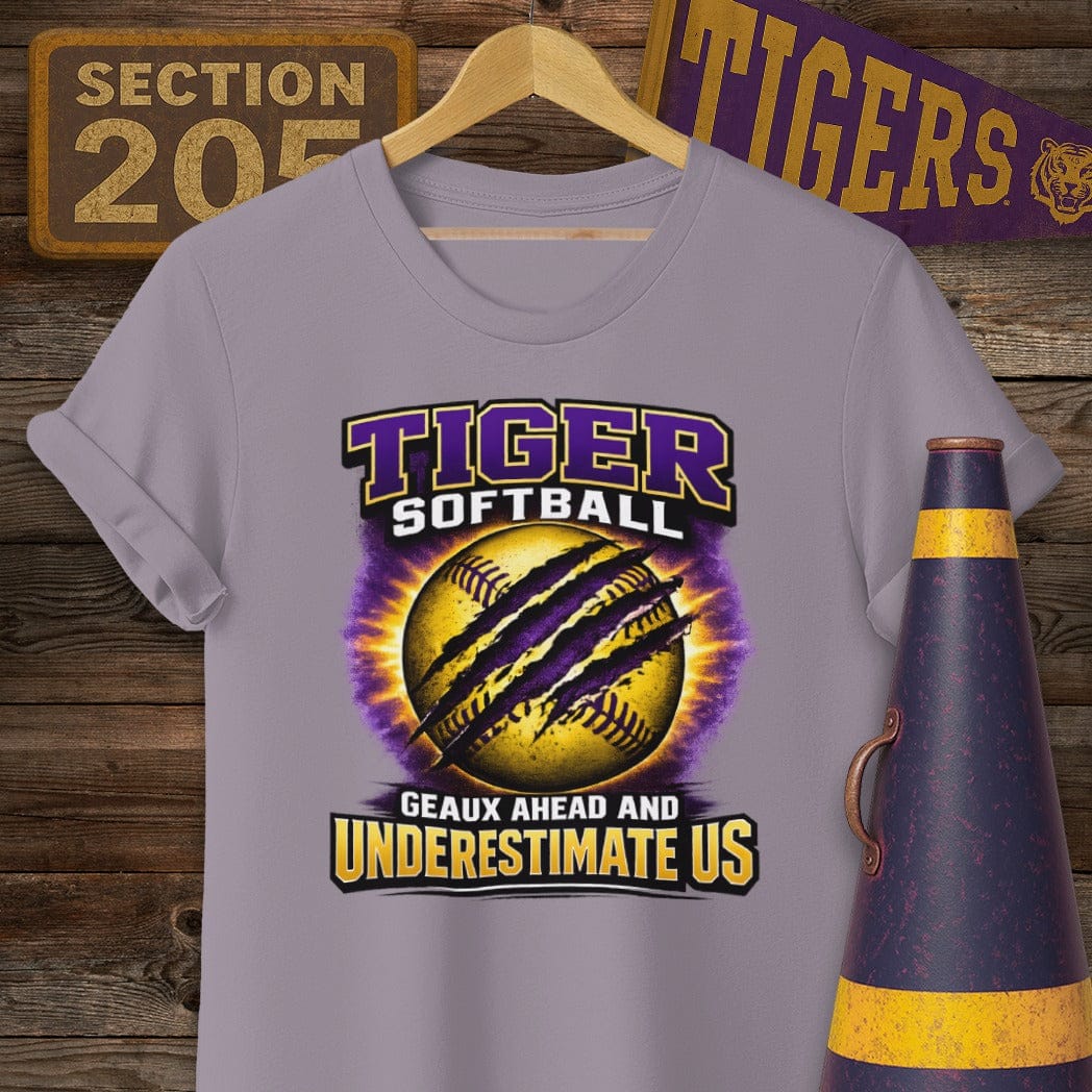 S / Paragon Louisiana Tiger Softball T-Shirt by Laissez Faire Wear