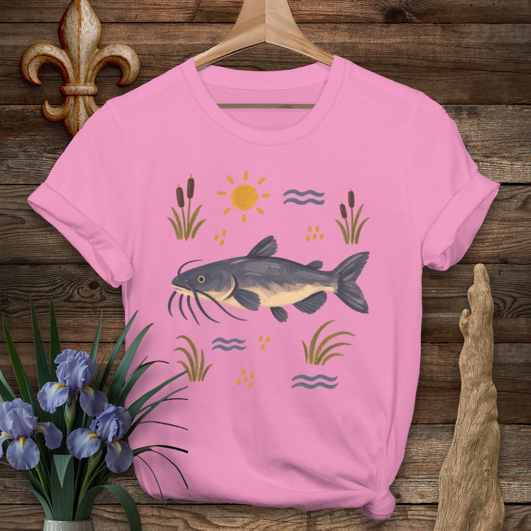 S / Azalea Louisiana Toledo Bend Catfish T-Shirt by Laissez Faire Wear