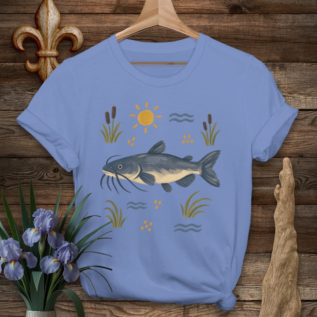 S / Iris Louisiana Toledo Bend Catfish T-Shirt by Laissez Faire Wear