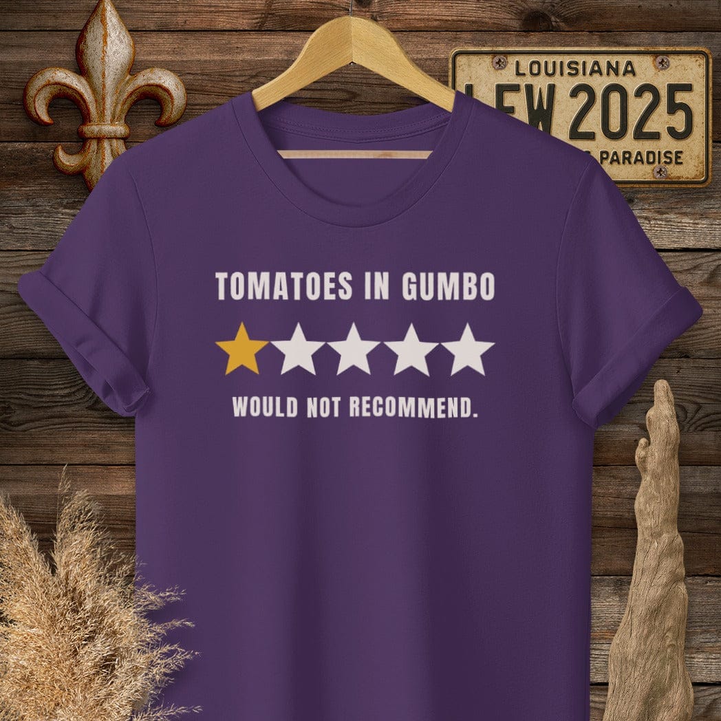 S / Purple Louisiana Tomatoes in Gumbo T-Shirt by Laissez Faire Wear