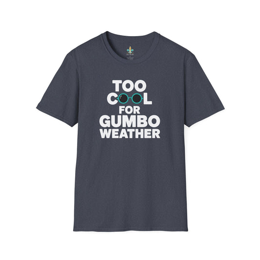 Heather Navy / S Louisiana "Too Cool for Gumbo Weather" Funny Louisiana T-Shirt by Laissez Faire Wear