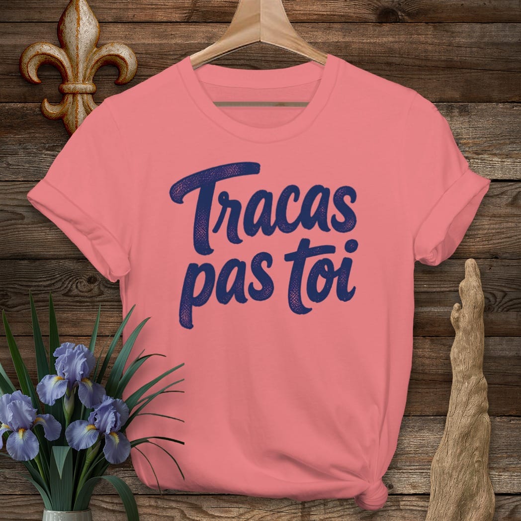 S / Coral Silk Louisiana Tracas Pas Toi T-Shirt by Laissez Faire Wear