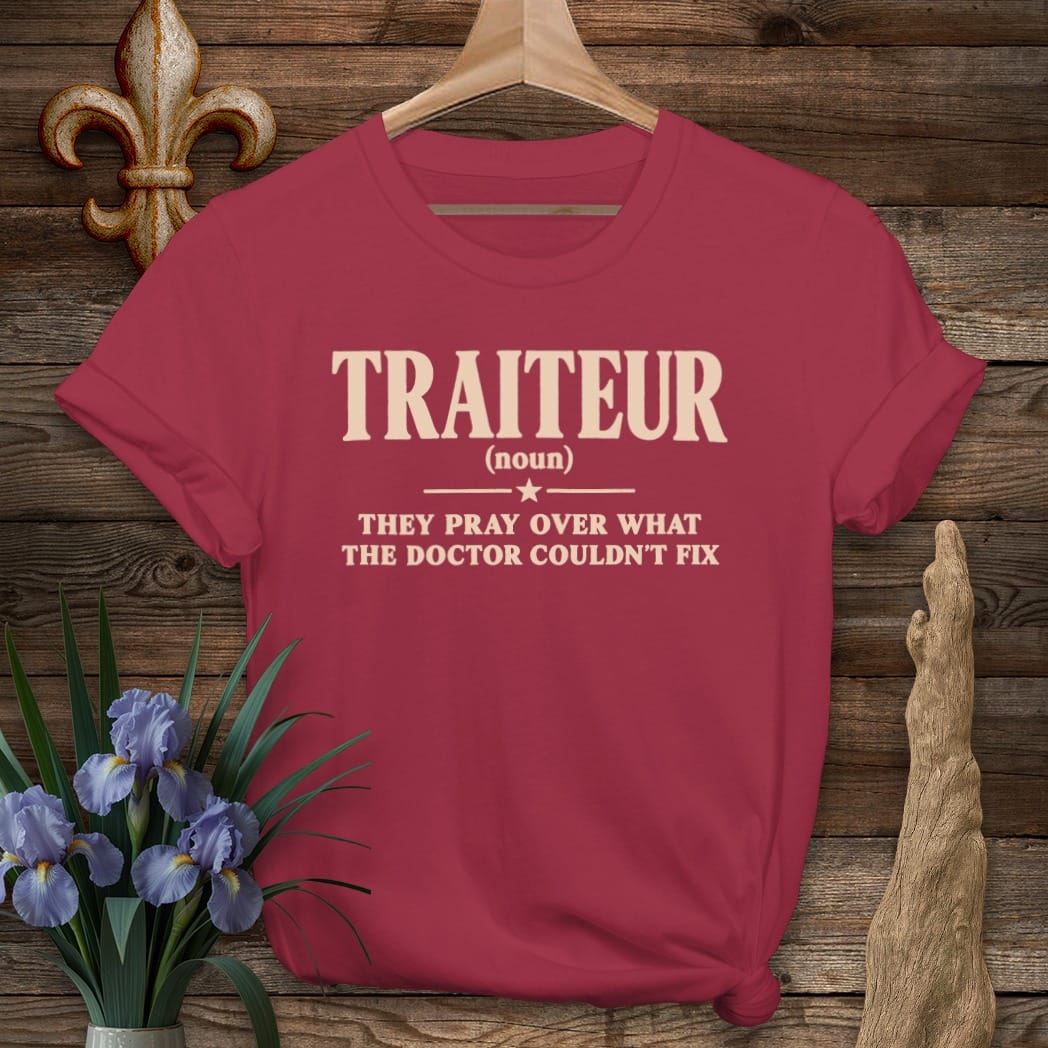 S / Cardinal Red Louisiana Traiteur T-Shirt by Laissez Faire Wear