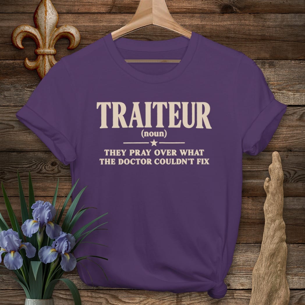 S / Purple Louisiana Traiteur T-Shirt by Laissez Faire Wear