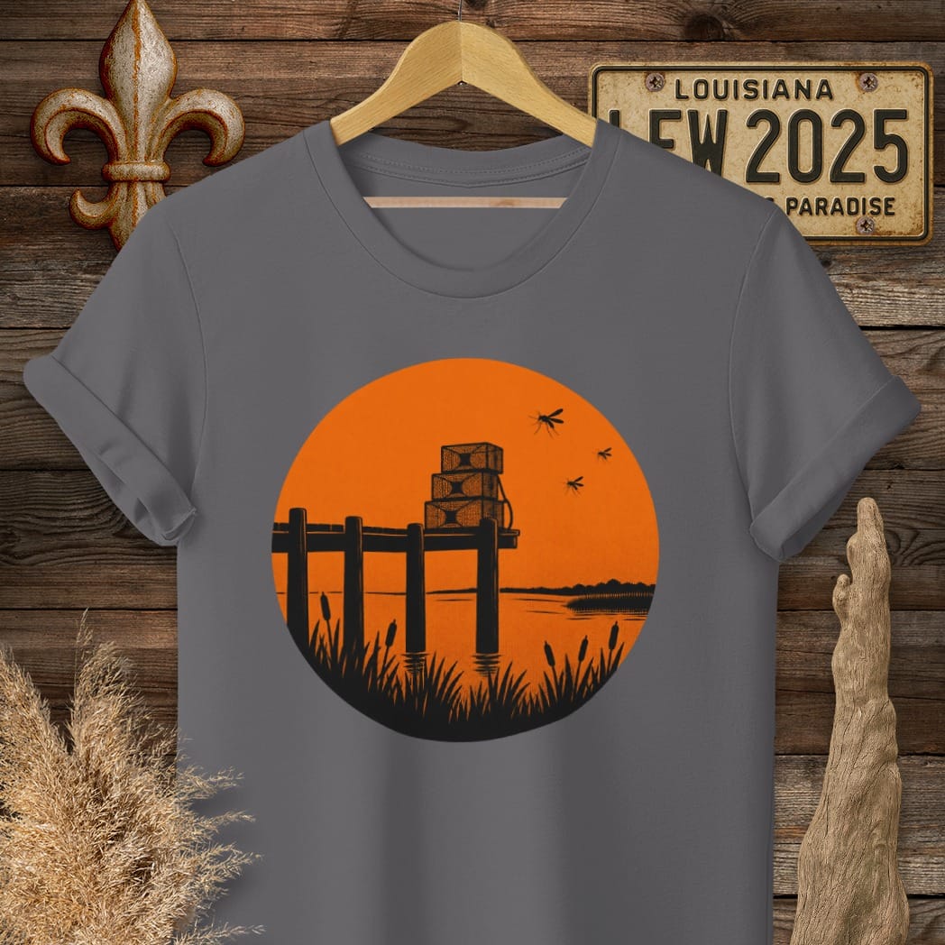 S / Charcoal Louisiana Traps Set, Sun Down T-Shirt by Laissez Faire Wear