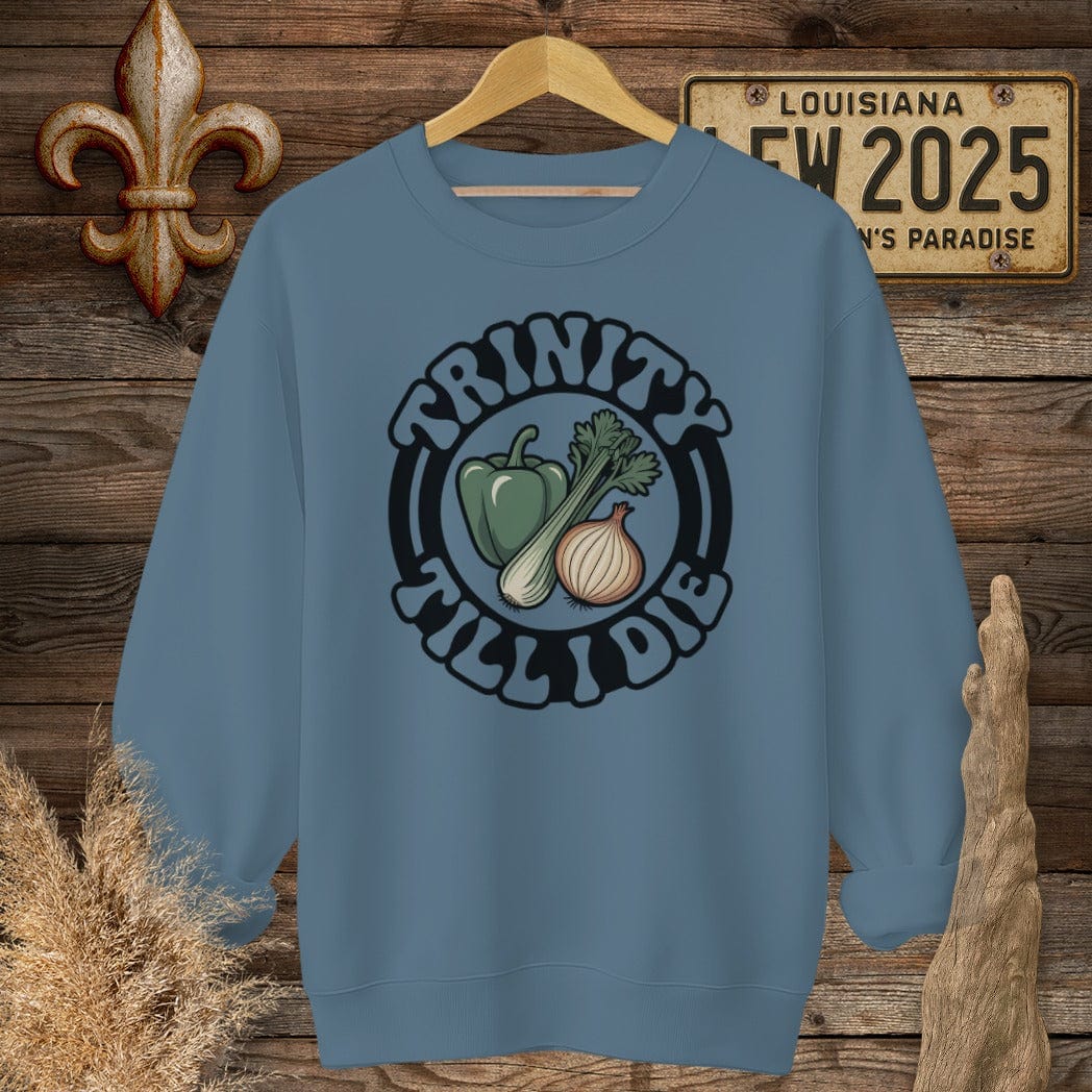 S / Indigo Blue Louisiana Trinity Till I Die Sweatshirt by Laissez Faire Wear