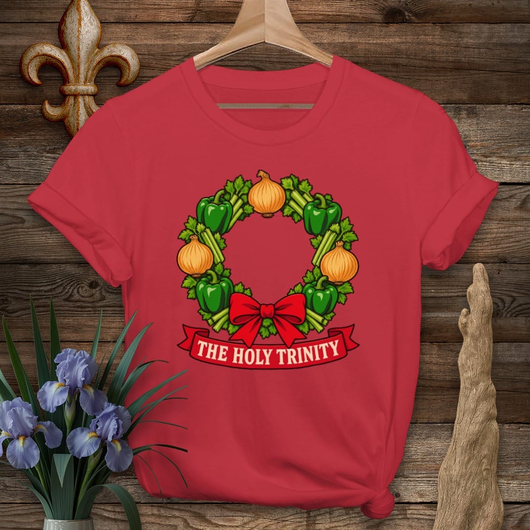 S / Cherry Red Louisiana Trinity Wreath T-Shirt by Laissez Faire Wear